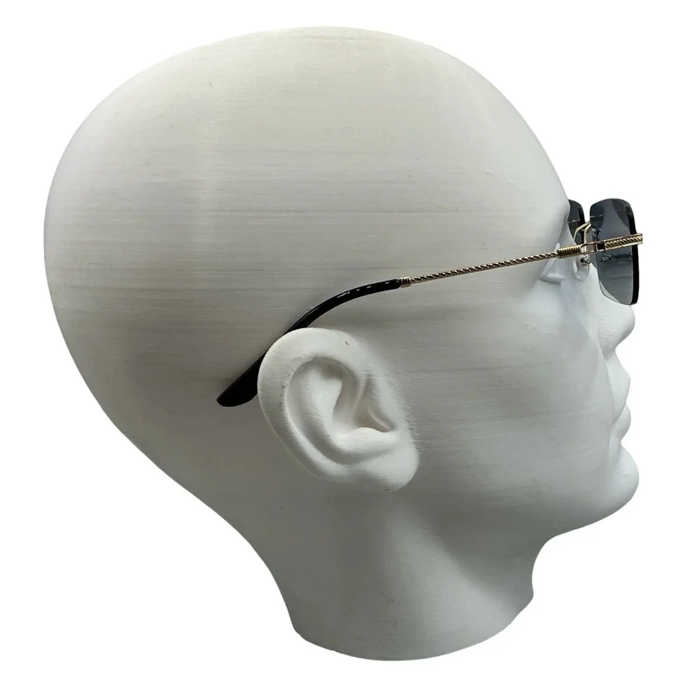 Fashion Nova NOVAMEN Ride Slow Sunglasses Gold Blue DR5226 Rimless Rectangle NEW